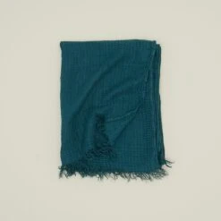 Simple Linen Throw - Peacock