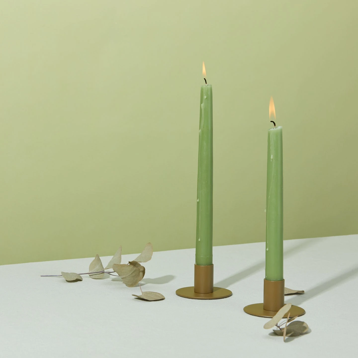 Essential Metal Candle Holders, Set Of 2 - Olive 6 Essential Metal Candle Holders, Set Of 2 - Olive - Image 4