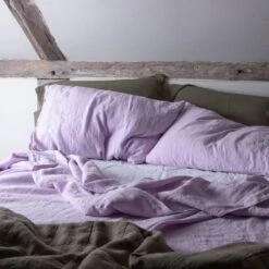 Simple Linen Flat Sheet - Lilac -ferm LIVING Store 2024 Q1 insitu Jan 031