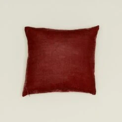 Reversible Velvet + Linen Pillow - Rust