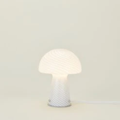 Glass Tall Mushroom Lamp - White