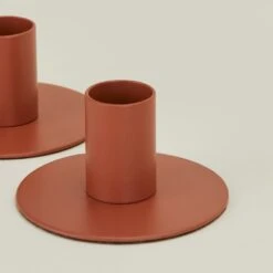 Essential Metal Candle Holders, Set Of 2 - Terracotta -ferm LIVING Store HNY.100.40.010.770 detail 2