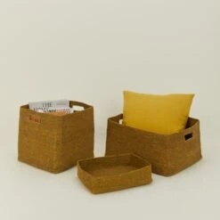 Essential Square Basket - Mustard -ferm LIVING Store HNY.100.50.02X.365 b4 RT 94cfe904 2507 4408 8bf4 5f2f23327094
