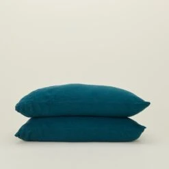 Simple Linen Pillowcases, Set Of 2 - Peacock