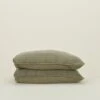 Simple Linen Quilted Shams, Set Of 2 - Olive -ferm LIVING Store HNY.300.10.028.380.Q