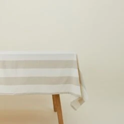 Essential Striped Tablecloth - Ivory/Flax