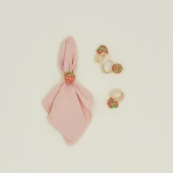 Woven Fruit Napkin Ring, Set Of 4 - Strawberry
