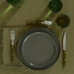 Essential Dinner Plate, Set Of 4 - Olive -ferm LIVING Store essential dinnerware olive assorted glassware dinnerware flatware tablecloth 2