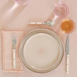 Essential Cotton Tablecloth - Blush -ferm LIVING Store essential tablecloth blush solid assorted glassware dinnerware flatware tablecloth 1