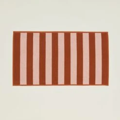 Simple Striped Terry Bath Mat - Blush/Terracotta