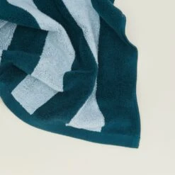 Simple Striped Terry Bath Mat - Sky/Peacock -ferm LIVING Store simple striped sky bath mat detail HNY.600.50.054.510