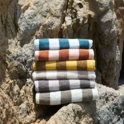 Simple Striped Terry Beach Towel - Ivory/Flax -ferm LIVING Store simple striped towel group styled beach 1 HNY.600.50.05X.MIX 93f43ba9 e524 4520 9085 b88d676fc0e3