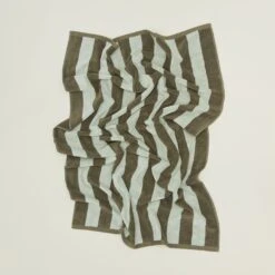 Simple Striped Terry Beach Towel - Sage/Olive