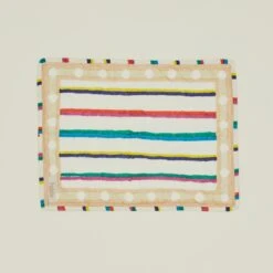 Block Printed Quilted Placemat - Block Printed Multi Stripe