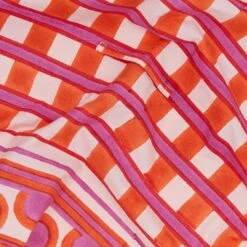 Block Printed Dish Cloth - Block Printed Red Plaid -ferm LIVING Store table red block printed dish cloth detail TBL.500.75.001.160