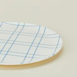Bamboo Melamine Dinner Plate, Set Of 4 - Blue Plaid -ferm LIVING Store xenia taler blue plaid side plate detail XET.500.10.002