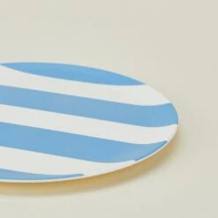 Bamboo Melamine Side Plate, Set Of 4 - Blue Wide Stripe -ferm LIVING Store xenia taler blue stripe side plate detail XED.500.10.006