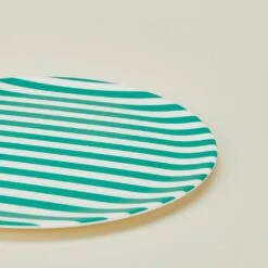 Bamboo Melamine Dinner Plate, Set Of 4 - Green Stripe -ferm LIVING Store xenia taler green stripe dinner plate detail XED.500.10.007