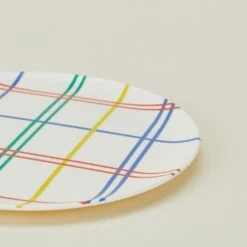 Bamboo Melamine Side Plate, Set Of 4 - Mixed Plaid 7 Bamboo Melamine Side Plate, Set Of 4 - Mixed Plaid -ferm LIVING Store xenia taler mixed plaid side plate detail XED.500.10.008